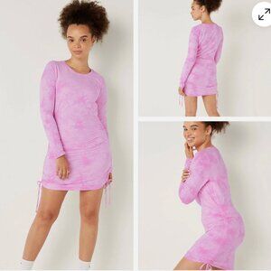 Victoria's Secret PINK Solid Bodycon Cinched Dress, Tie‎ Dye Pink, NWT, Sz L
